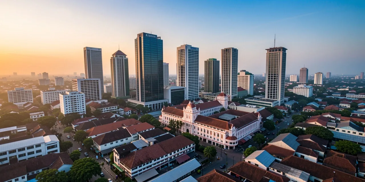 Surabaya cityscape at dawn where NutriMen is headquartered