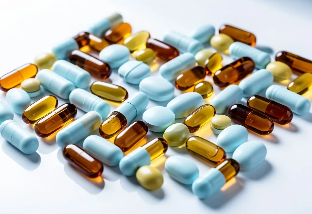 Vitamin capsules in studio lighting